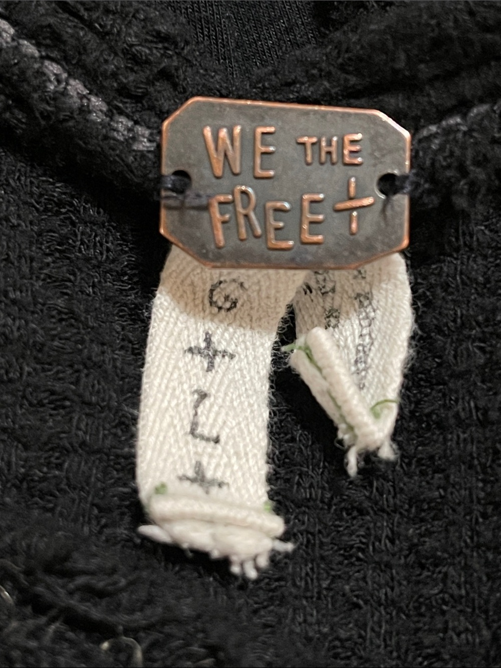 We The Free Black Crew Sweater with Copper Brand Plate